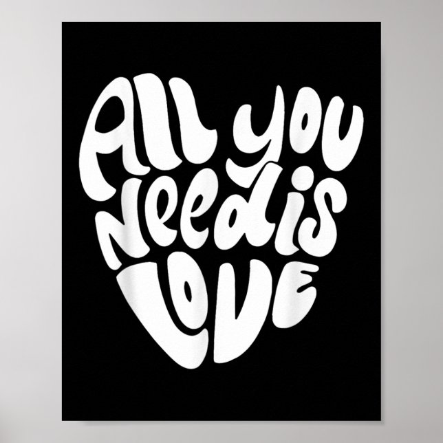 Allt du behöver är Kärlek Retro Stil Valentines da Poster (Framsidan)