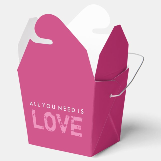 Allt du behöver är Kärlek Rosa Valentine Treat Box Presentaskar (Öppnad)