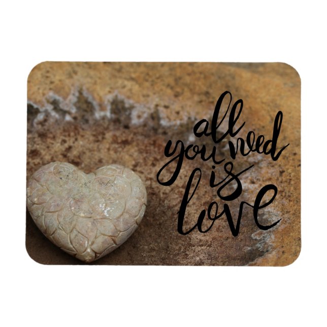 Allt du behöver är Kärlek Stone Heart Magnet (Horisontell)