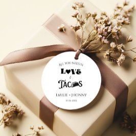 Allt du behöver är kärlek & Tacos Rehearsal middag Gåvor Etiketter