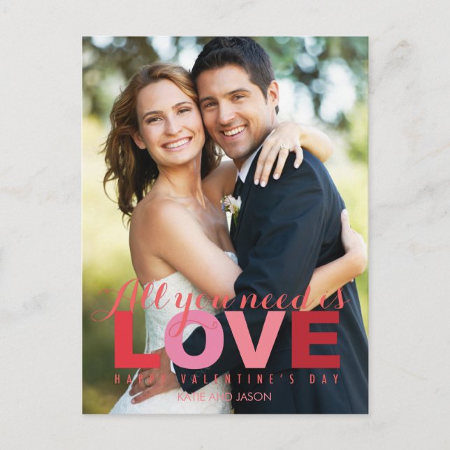 Allt du behöver är Kärlek Valentindags-kort Helg Vykort (Framsida)