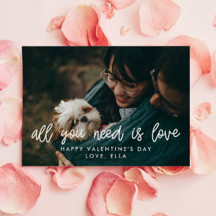 Allt du behöver är kärlek Valentines fotokort på d Julkort