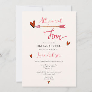 Allt du behöver är Kärlek Valentines Möhippa Inbjudningar