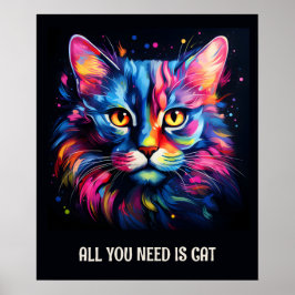 Allt du behöver är katt. Katt i färglös form Poster
