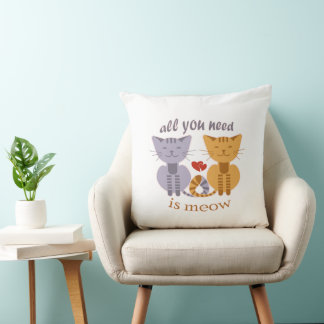 Allt du behöver är meow valentin katt kudde