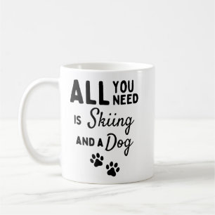 Allt du behöver är skidåkning och en hund. kaffemugg