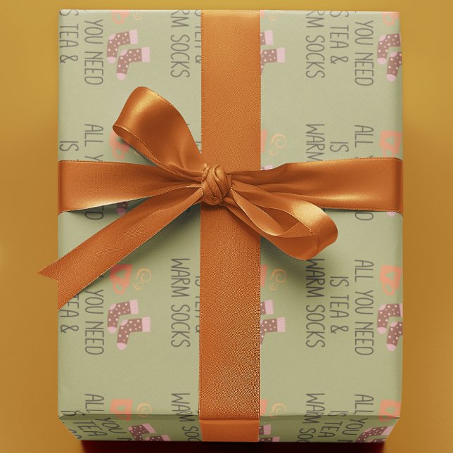 Allt du behöver är Tea & Warm sockor säsong Presentpapper (All you need is Tea & Warm socks seasonal Wrapping Paper)