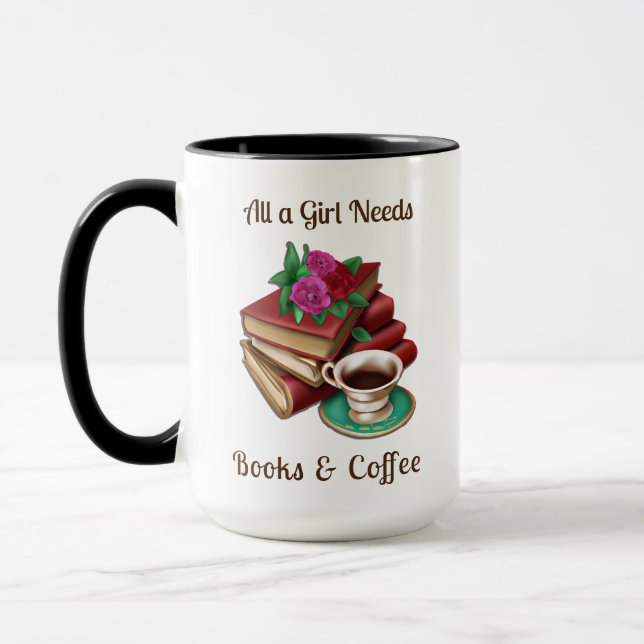 Allt en tjej behöver | Böcker och Kaffe Mugg (Vänster)