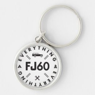Allt FJ60 logotyp Keychain Rund Silverfärgad Nyckelring