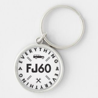 Allt FJ60 logotyp Keychain Rund Silverfärgad Nyckelring