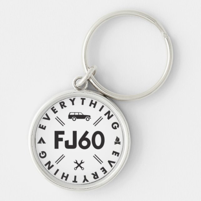 Allt FJ60 logotyp Keychain Rund Silverfärgad Nyckelring (Framsidan)