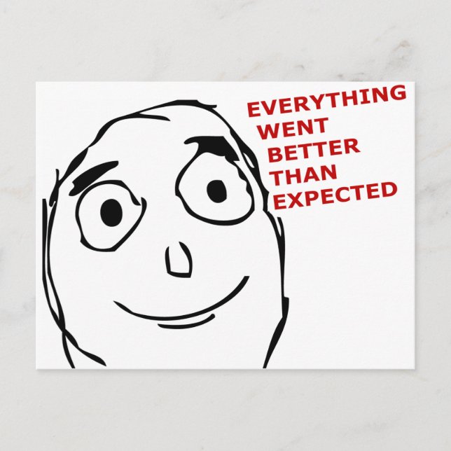 Allt gick bättre än förväntat vykort (Framsida)