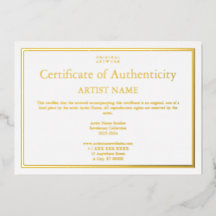 Allt guldfärgat äkthetsintyg Art