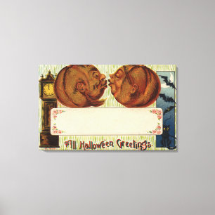 Allt Halloween GreetingsPumpkins kyssa Canvastryck