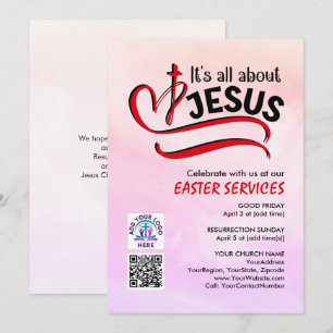 ALLT HANDLAR OM JESUS Logo QR-kod Kyrka PÅSK Inbjudningar