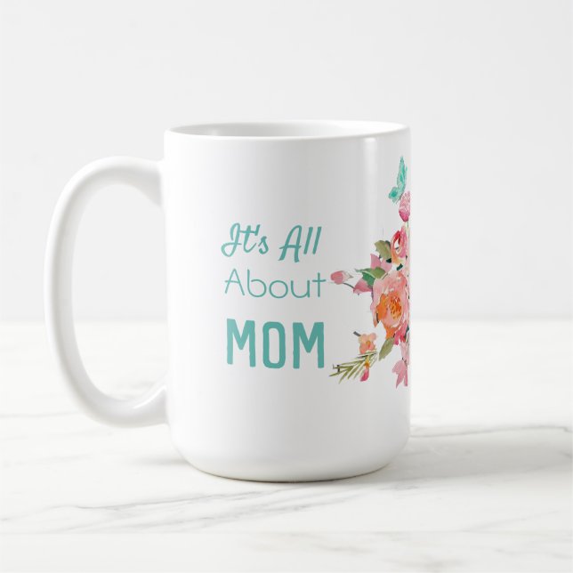 Allt handlar om Mamma Rosa och persikoblomma Kaffemugg (Vänster)