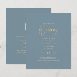 Allt-i-1-Elegant-glaset Teal Guld Bröllop QR cd