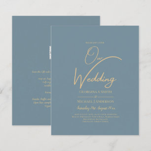 Allt-i-1-Elegant-glaset Teal Guld Bröllop QR cd