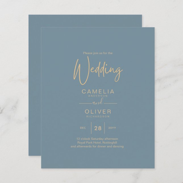 Allt-i-1-Elegant-glaset Teal Guld Bröllop QR cd (Fram/baksida)