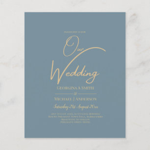 Allt-i-1-Elegant-glaset Teal Guld Bröllop QR cd Flygblad