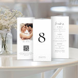 Allt i 1 Photo Bröllop Menu Bord No White Trifold<br><div class="desc">VIKTIGT: Denna trifold levereras plan, UTAN förklassificering. Du kommer själv att vika det. För att underlätta korrekt vikning skrivs riktlinjerna ut på baksidan för de tre panelerna, plus en tunn extra-panel på högernas sida så att du kan fästa limmet för att hålla ihop det tredubbla gången som du har vikt...</div>