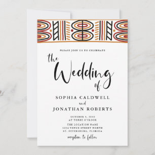 Allt i en afrikansk Motif Calligraphy Bröllop Inbjudningar