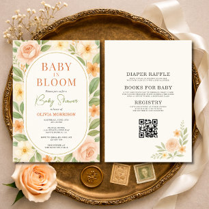 Allt i en baby i blommande blomster baby shower inbjudningar