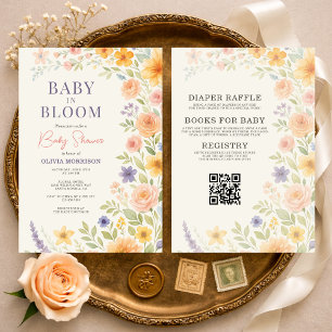 Allt i en Baby In Bloom Blommig Babyfirande Inbjudningar
