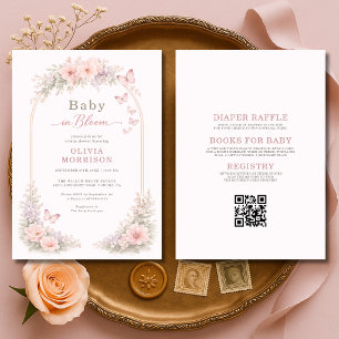 Allt i en Baby in Bloom Butterfly Baby Shower Inbjudningar