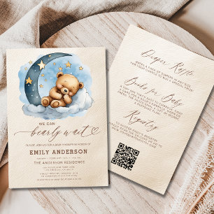 Allt i en barly Wait Blue Boy Baby Shower Inbjudningar