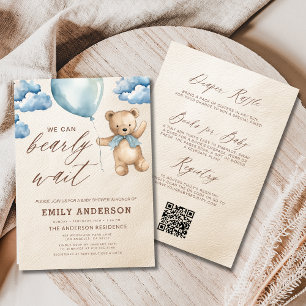 Allt i en barly Wait Blue Boy Baby Shower Inbjudningar