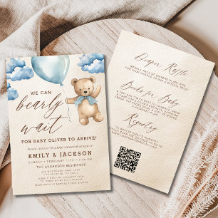 Allt i en barly Wait Blue Boy Baby Shower Inbjudningar