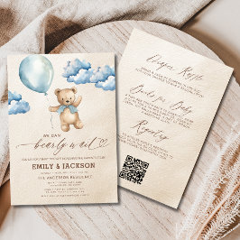 Allt i en barly Wait Blue Boy Baby Shower Inbjudningar