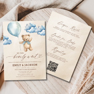 Allt i en barly Wait Blue Boy Baby Shower Inbjudningar