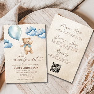 Allt i en barly Wait Blue Boy Baby Shower Inbjudningar