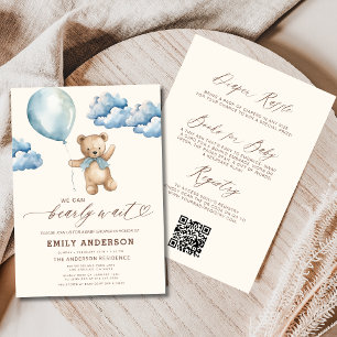 Allt i en barly Wait Blue Boy Baby Shower Inbjudningar