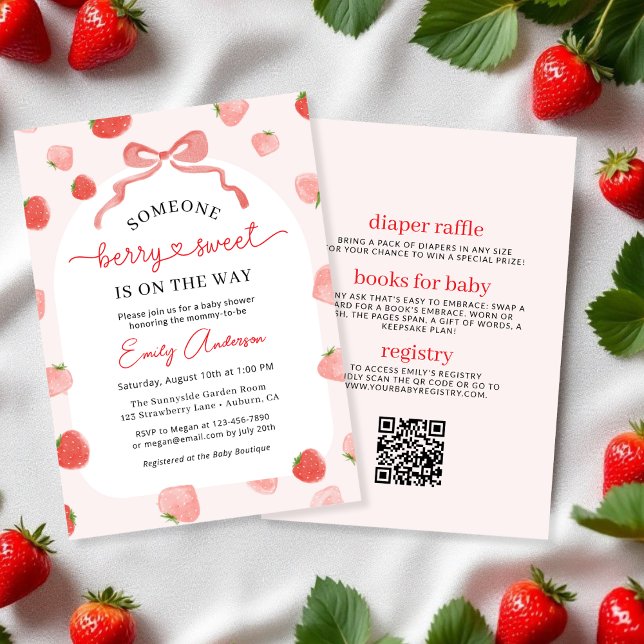 Allt i en berry Sweet Croquette Bow Baby Shower Inbjudningar (Skapare uppladdad)