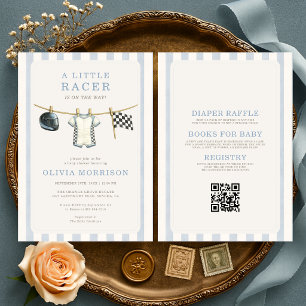 Allt i en bilracingrandig baby shower inbjudningar