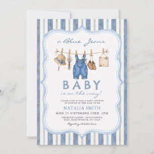 Allt i en blå jeans baby denim baby shower inbjudningar