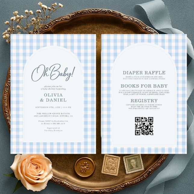 Allt i en blå Oh Baby Par Baby Shower Inbjudningar (Skapare uppladdad)