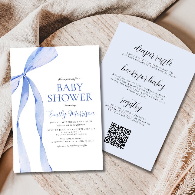 Allt i en blå vattenfärgsbabybabyskor inbjudningar (Skapare uppladdad)