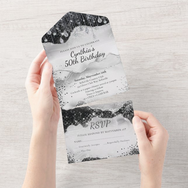 ALLT I EN Bling-inbjudan Design (Avrivbar del)