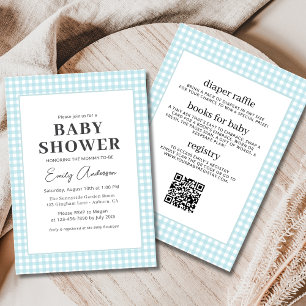 Allt i en Blue Gingham Pojke Shower Inbjudningar