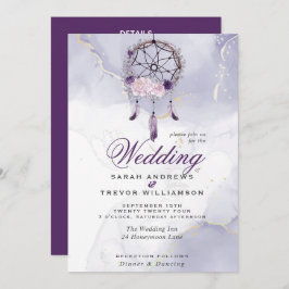 Allt i en BOHO Bröllop Lila Dream Catcher Inbjudningar