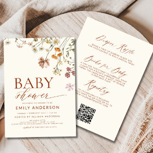 Allt i en Boho WildblomBaby Shower Inbjudningar