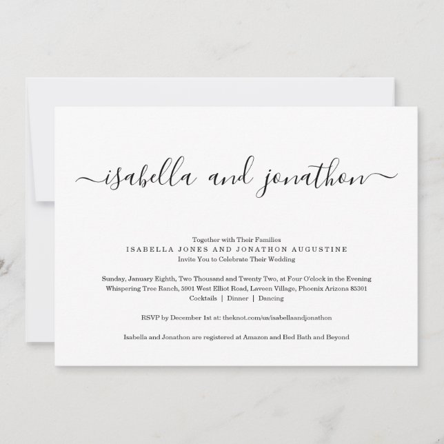 Allt i en bröllopsinbjudan med OSA och register Inbjudningar (Framsida)