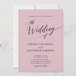 Allt i en Calligraphy Chic Dusty Ro Bröllop Inbjudningar
