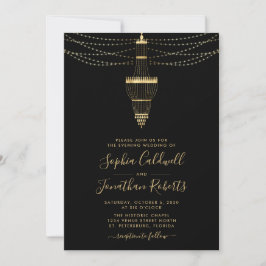 Allt i en Chandelier Guld Black Evening Bröllop Inbjudningar