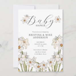 Allt i en Daffodil Vår QR-kod för babyskor Inbjudningar