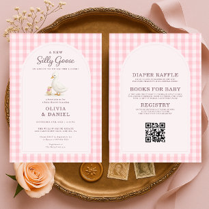 Allt i en dum gås rosa par baby shower inbjudningar